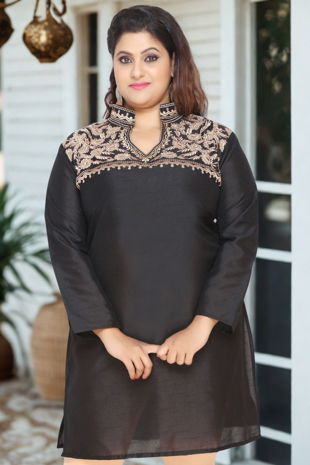 Women's Art Silk Indian Tunics Kurti Long Top Embroidered Plus Size (B Maple Clothing Inc. Women's Art Silk Indian Tunics Kurti Long Top Embroidered Plus Size (B Maple Clothing Inc.