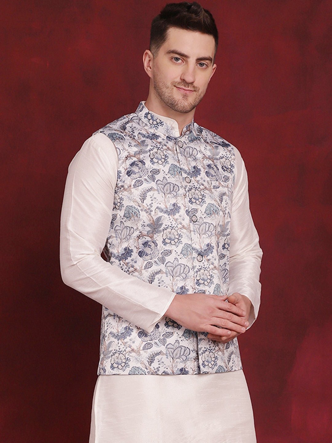 Floral Print Floral Waistcoat Mens India Floral Print Slim Fit