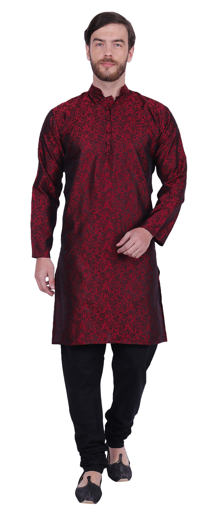 Men's Kurta Pajama Jacquard Silk India Clothing Party Wear – Maple Clothing  Inc