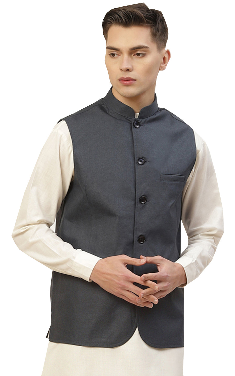 Classic Formal Nehru Jacket for Men with Mandarin Collar in Cotton Maple Clothing Inc. Classic Formal Nehru Jacket for Men with Mandarin Collar in Cotton Maple Clothing Inc.
