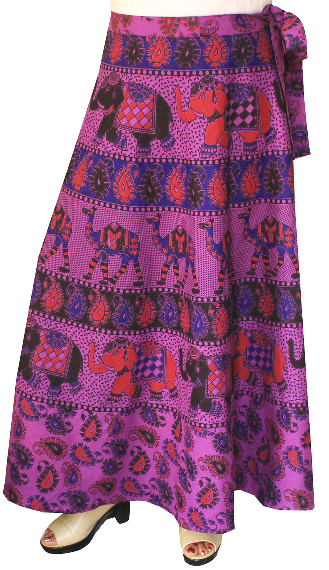 Long Skirt Wrap Around Printed Cotton Womens India Clothes – Maple