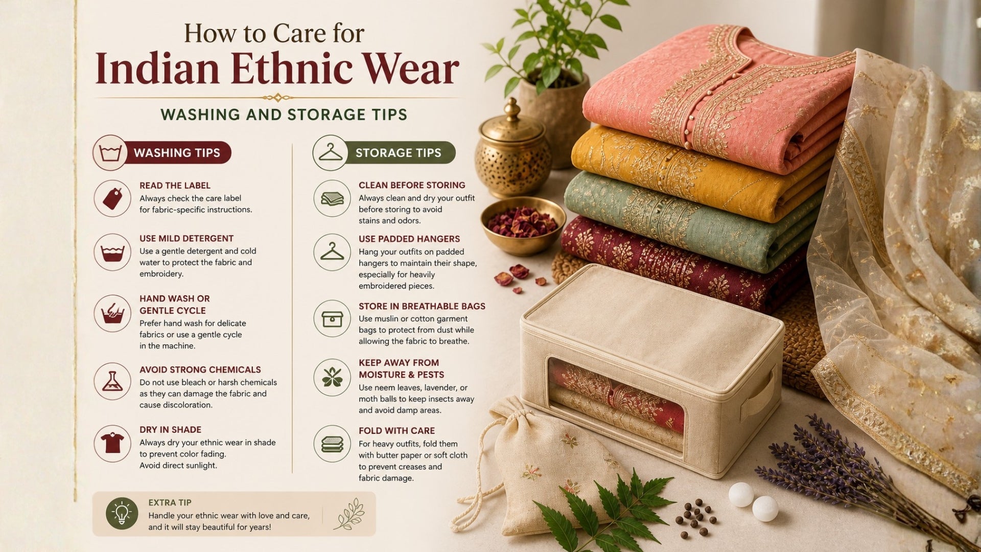 How to Care for Indian Ethnic Wear: Washing and Storage Tips