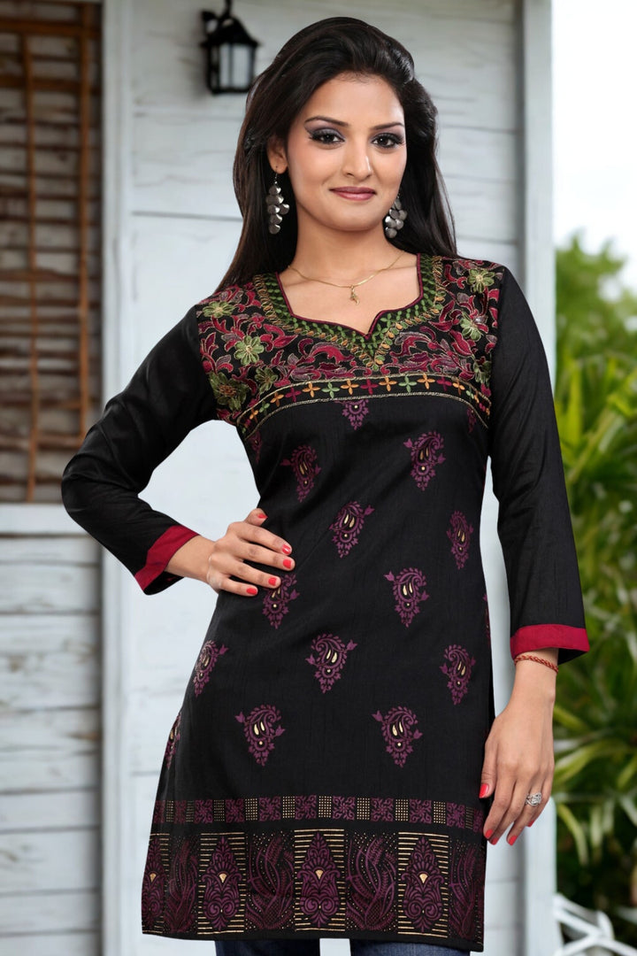 Stylish Black Short Kurti for Women - Buy Indian Kurta Online