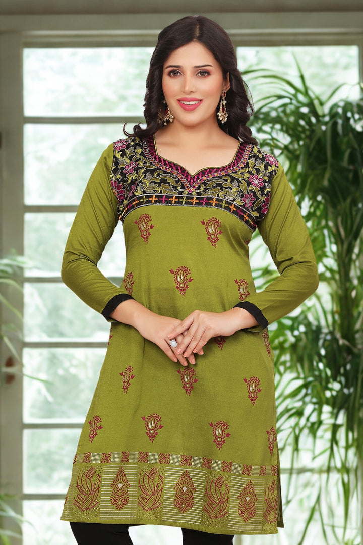 Stylish Green Short Kurti for Women - Chic & Comfortable Kurtis