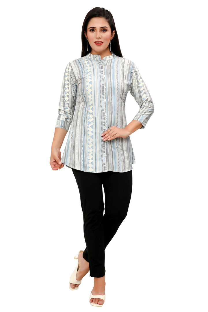 Grey short cotton kurtis for women