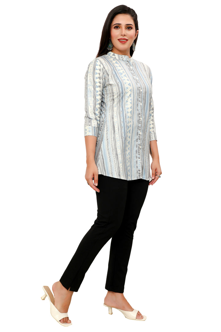 Grey short cotton kurtis for women