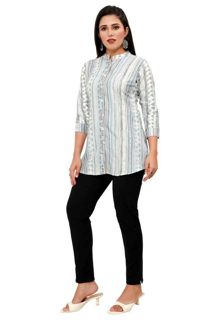 Grey short cotton kurtis for women