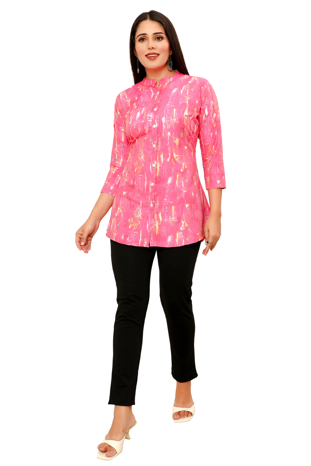 Pink short cotton kurtis for women