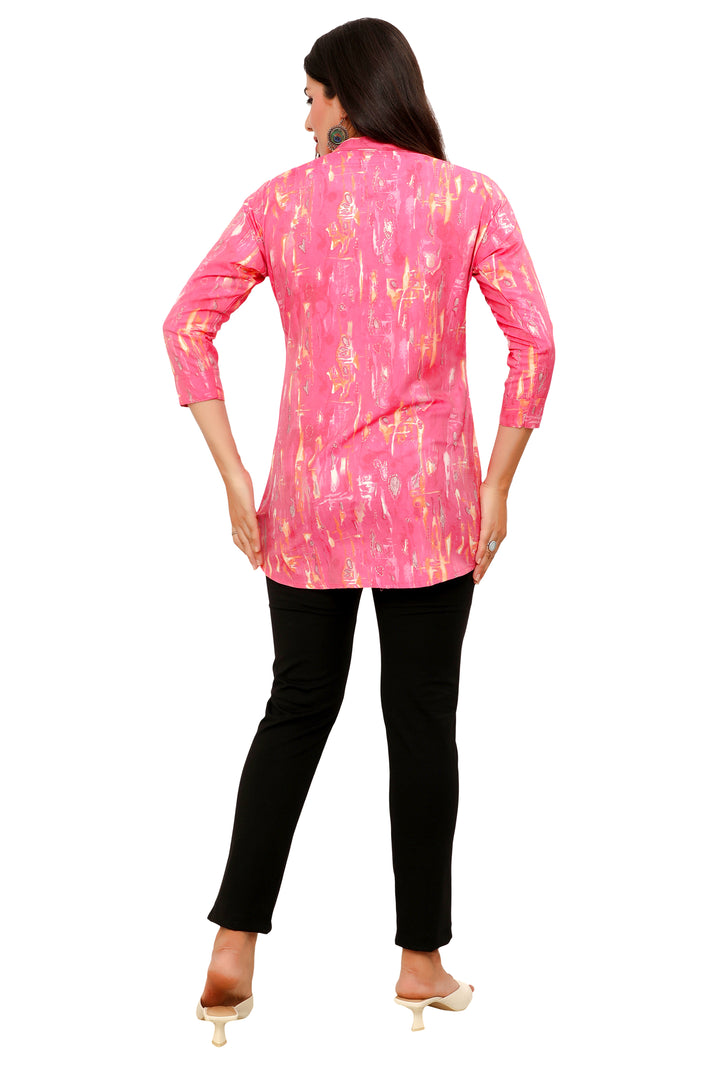 Pink short cotton kurtis for women