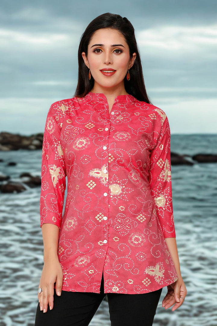 Cotton Short Kurtis Indian Tunic Top Kurta for Women (Red)