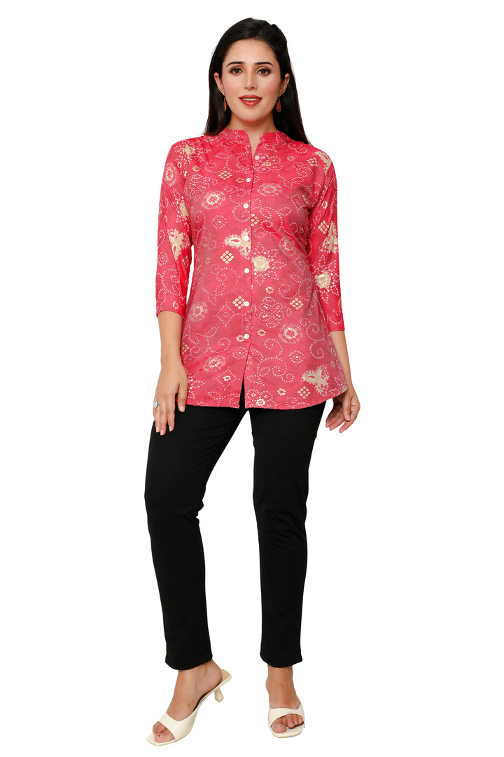 Red short cotton kurtis for women