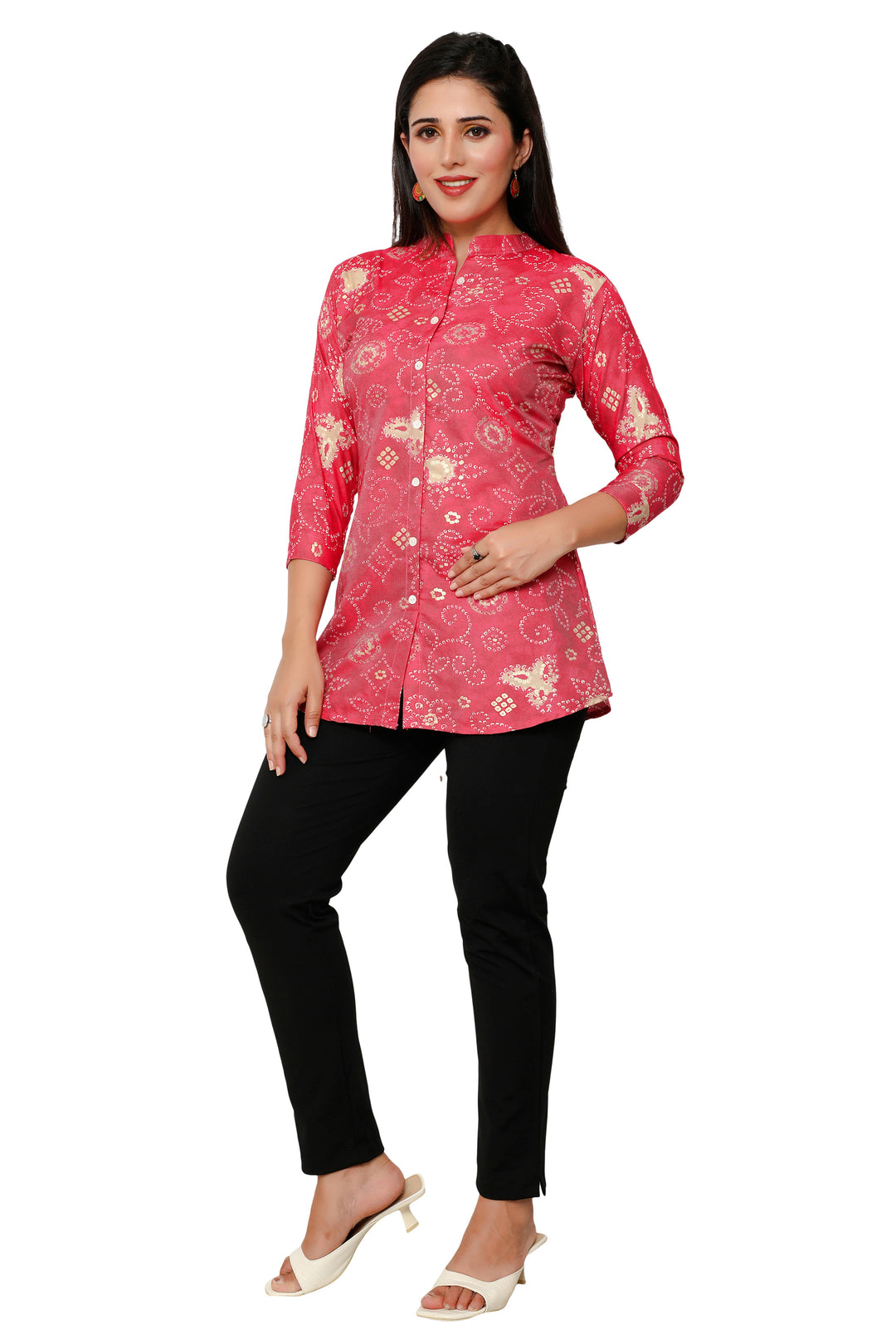Red short cotton kurtis for women