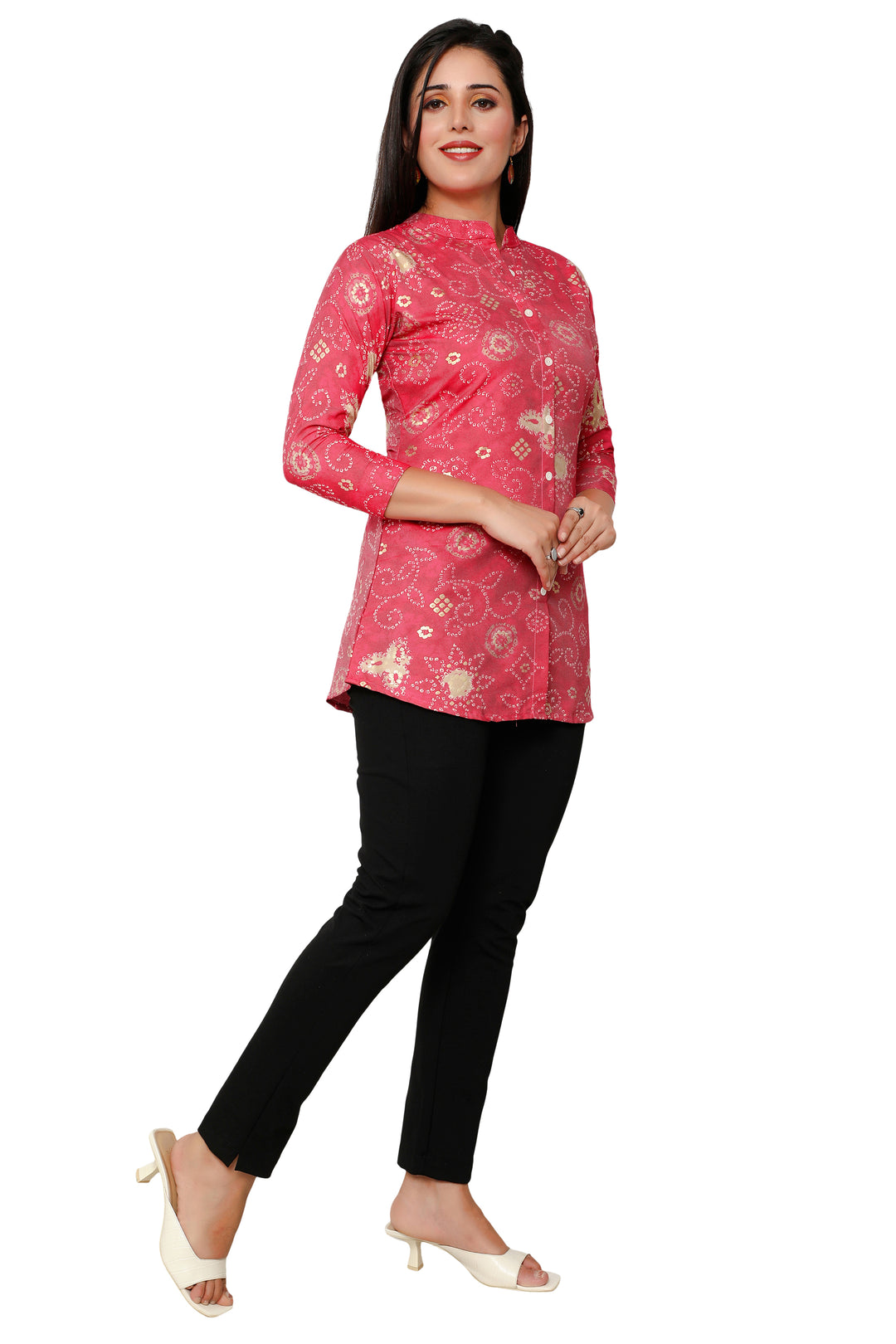 Red short cotton kurtis for women