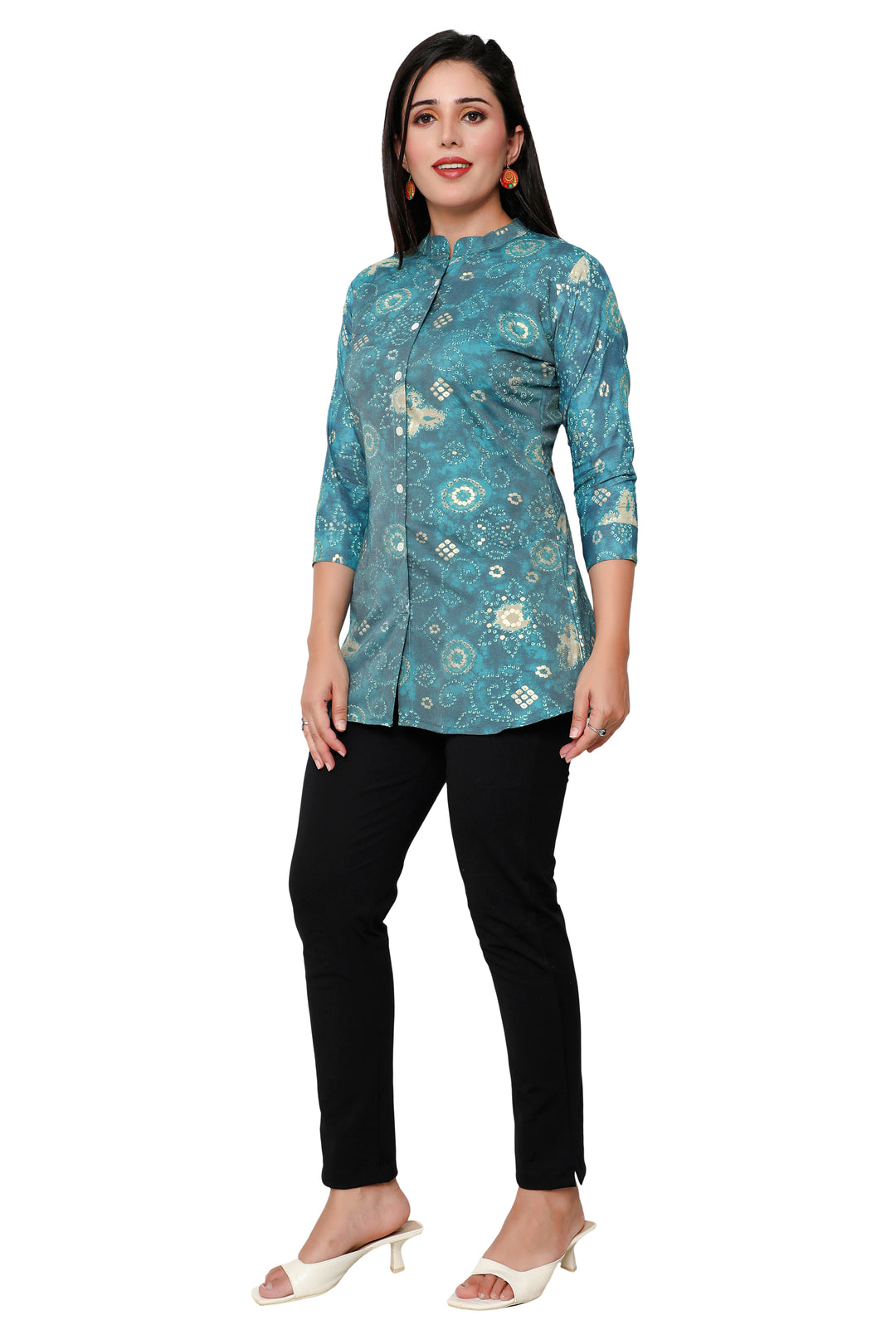 Teal short cotton kurtis for women