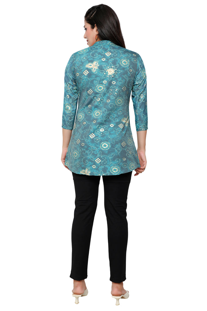Teal short cotton kurtis for women
