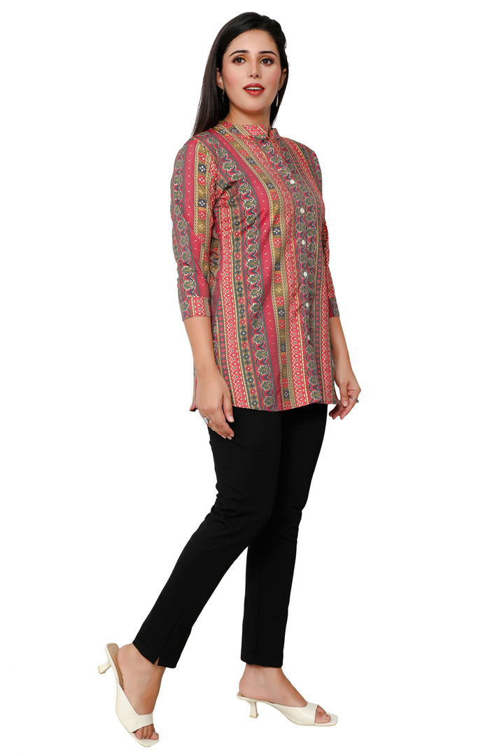Multicolor short cotton kurtis for women