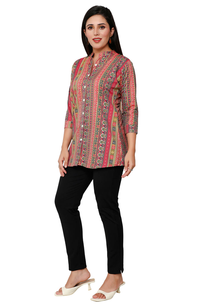 Multicolor short cotton kurtis for women
