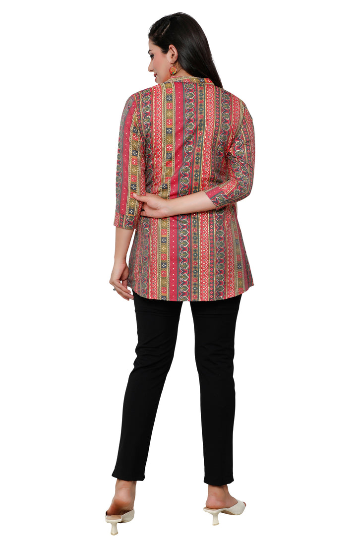 Multicolor short cotton kurtis for women