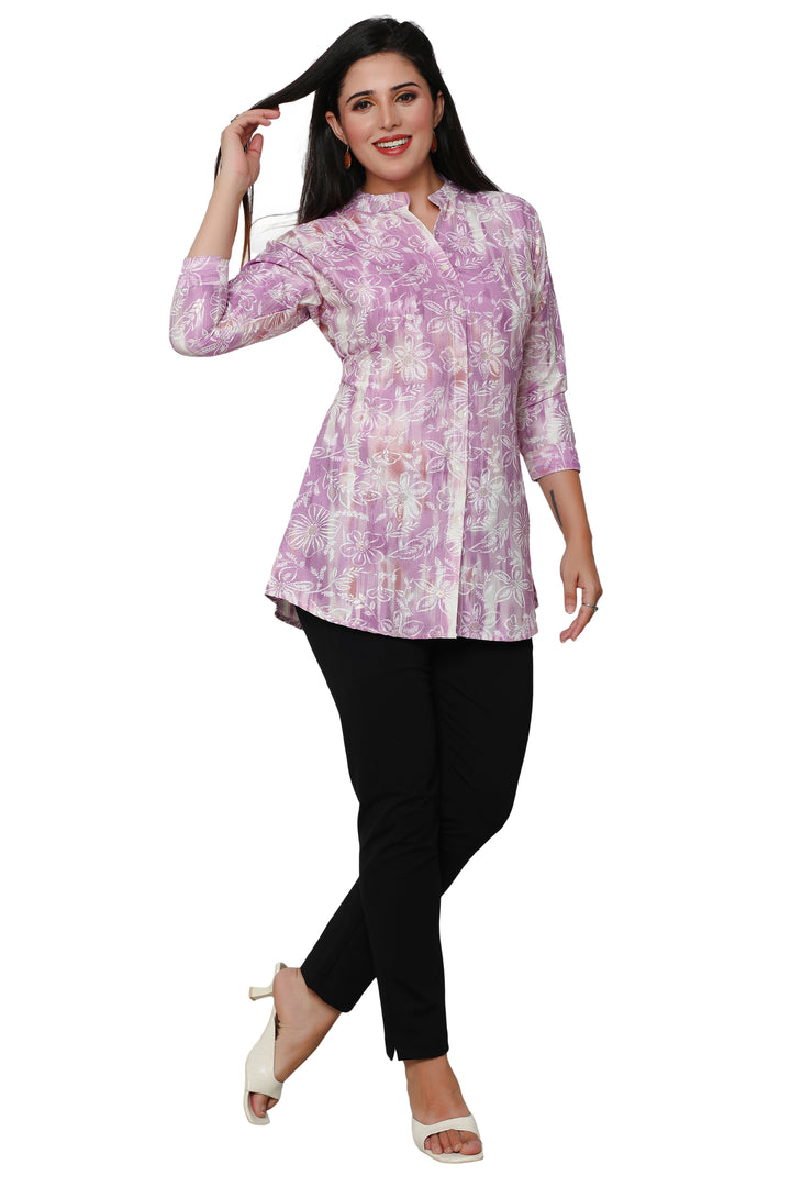 Purple short cotton kurtis for women