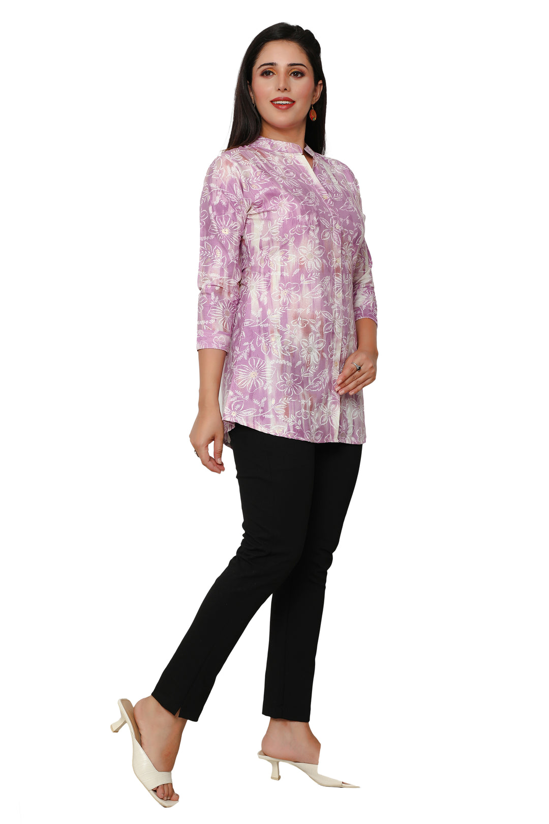 Purple short cotton kurtis for women