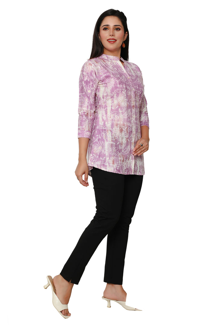 Purple short cotton kurtis for women