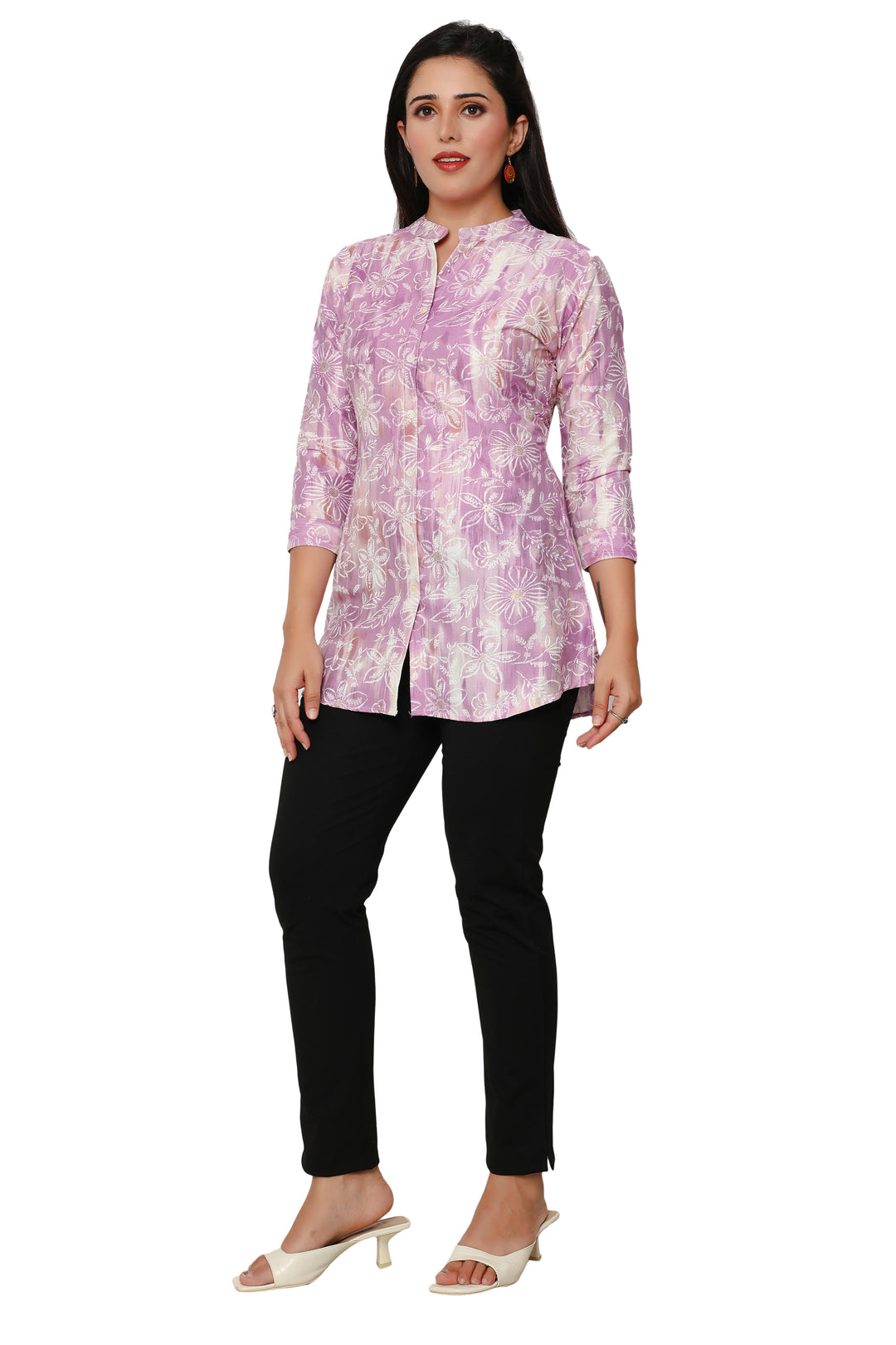 Purple short cotton kurtis for women