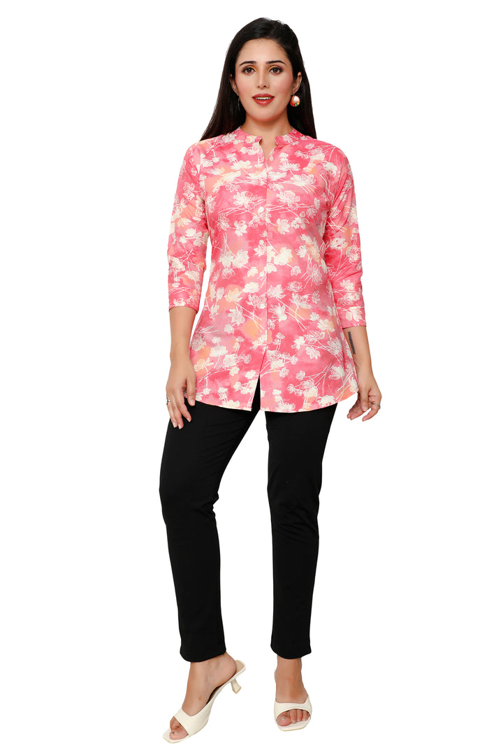 Pink short cotton kurtis for women