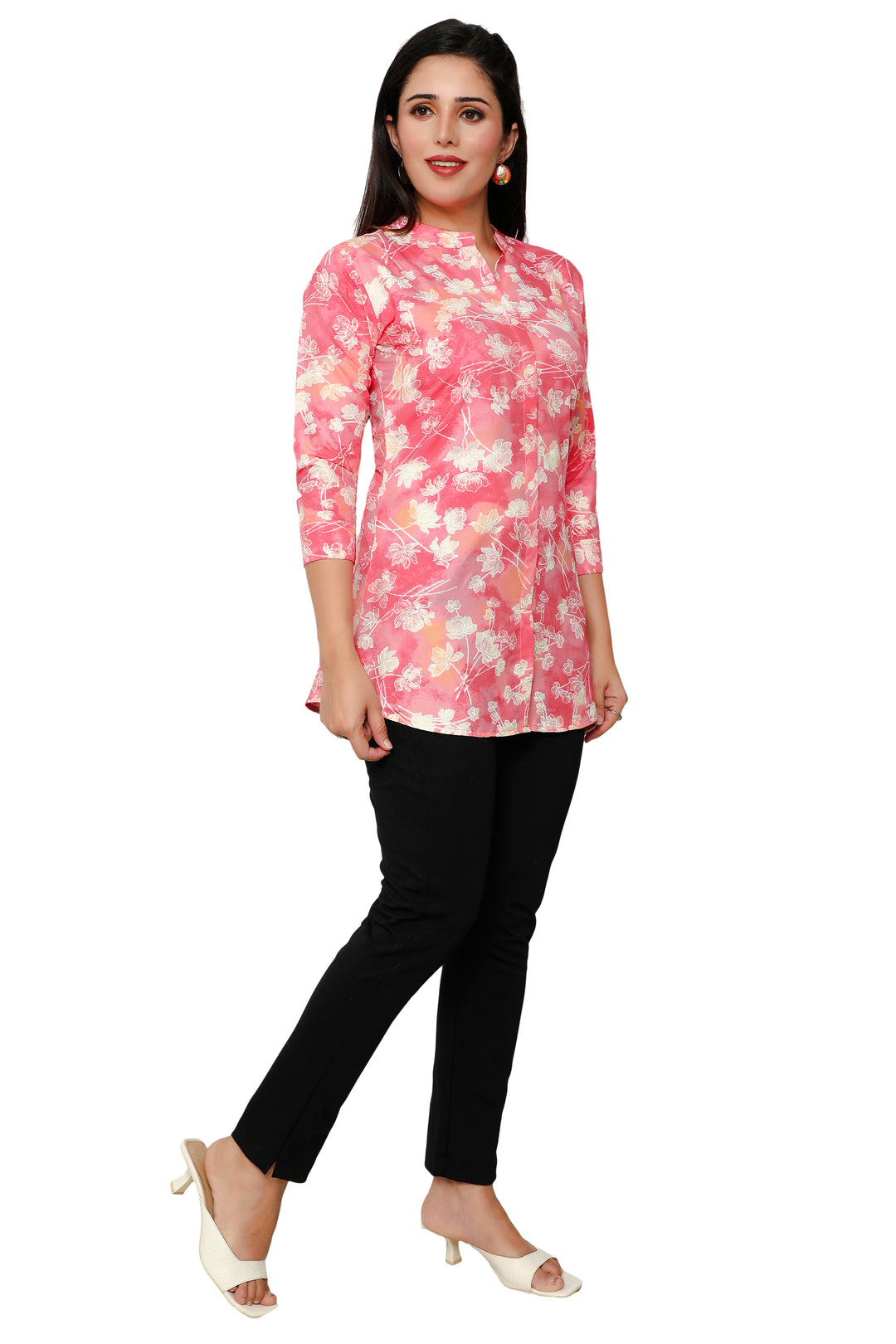 Pink short cotton kurtis for women
