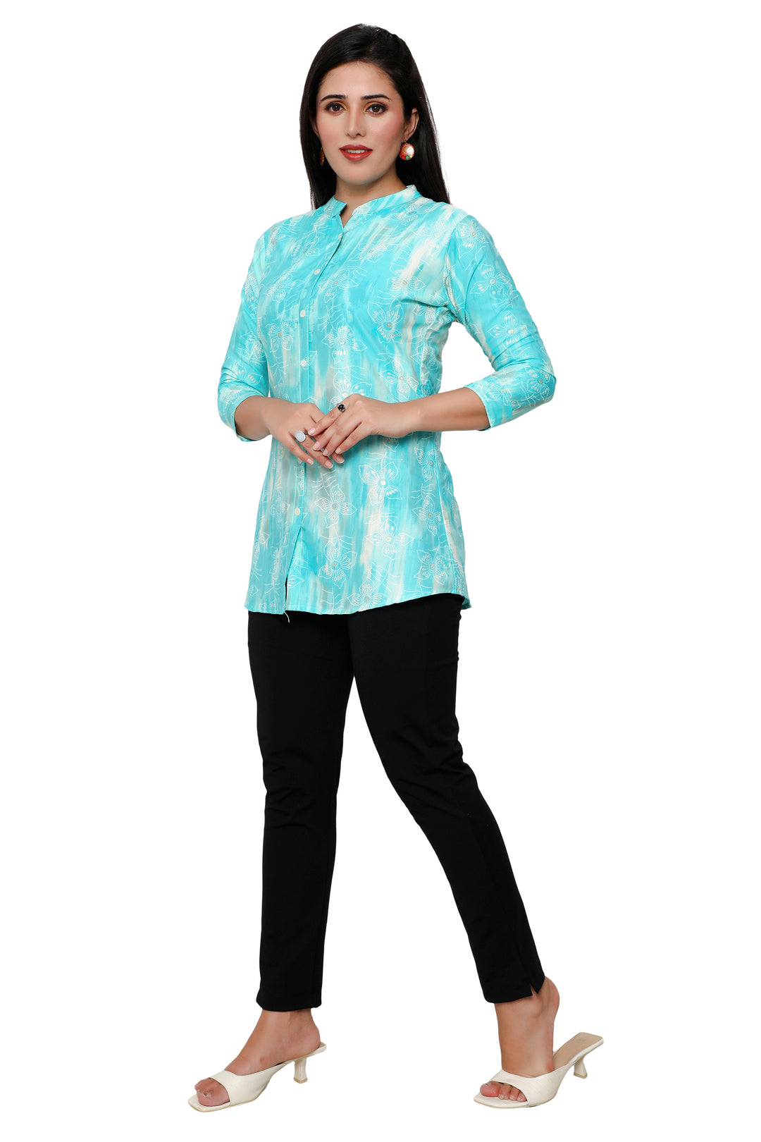Aqua short cotton kurtis for women