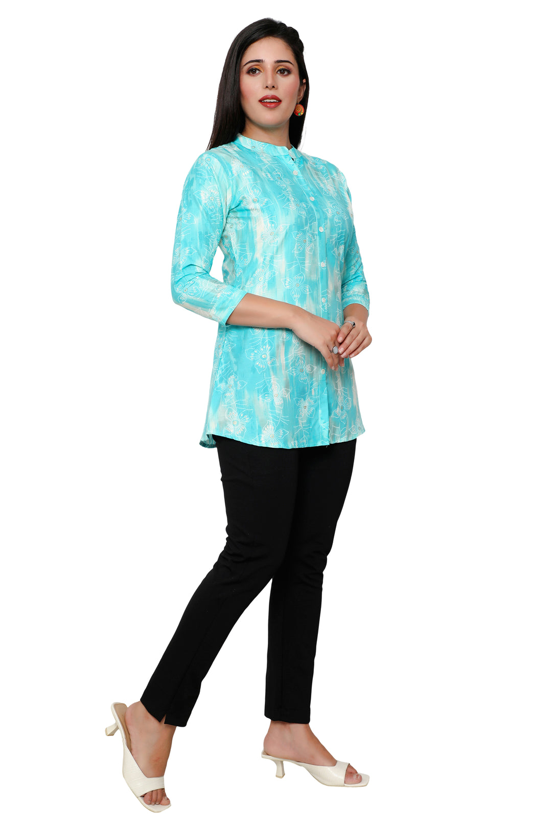 Aqua short cotton kurtis for women
