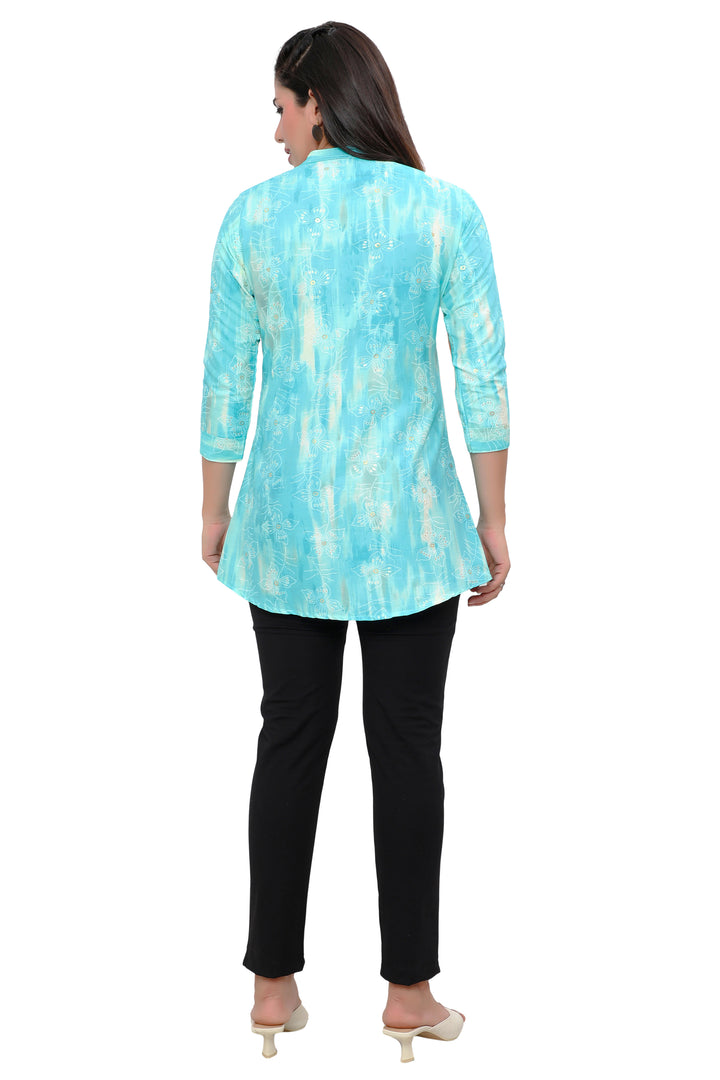 Aqua short cotton kurtis for women