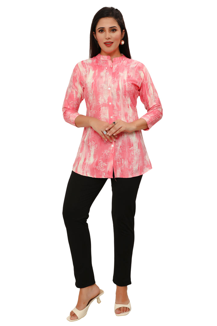 Pink short cotton kurtis for women