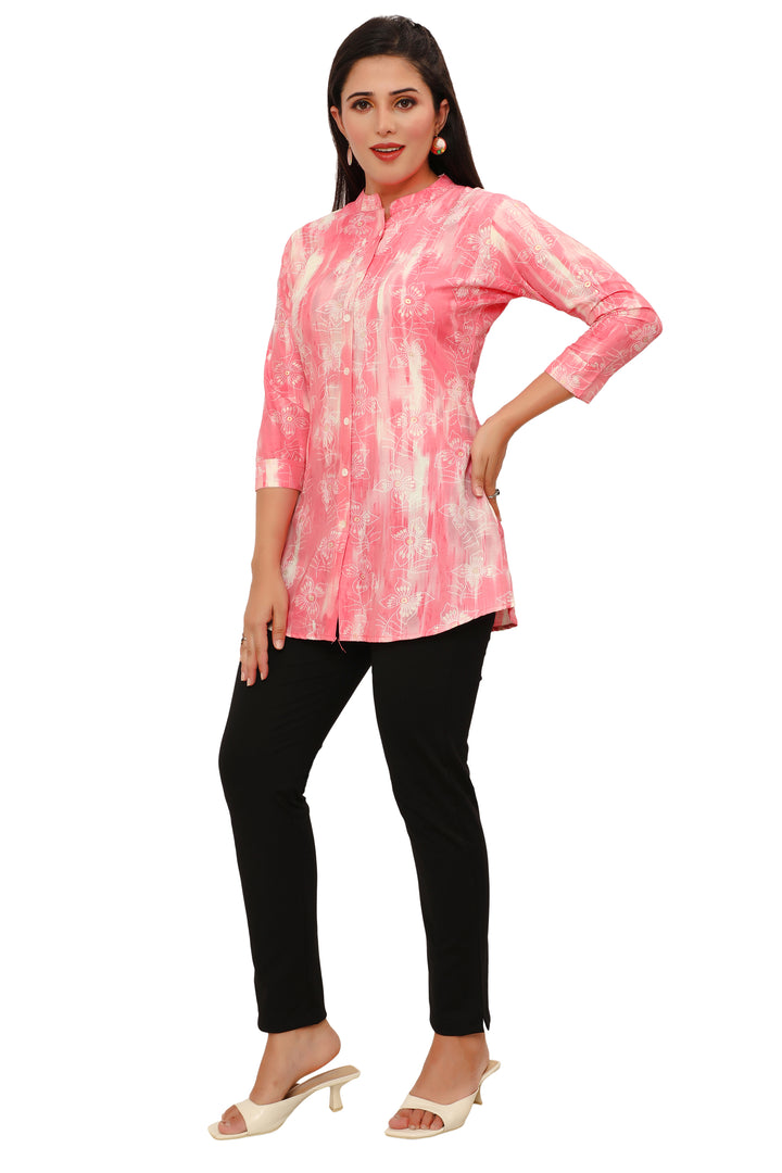 Pink short cotton kurtis for women