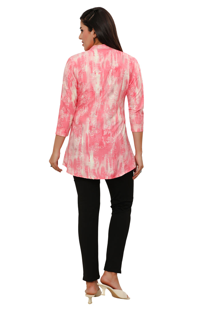 Pink short cotton kurtis for women