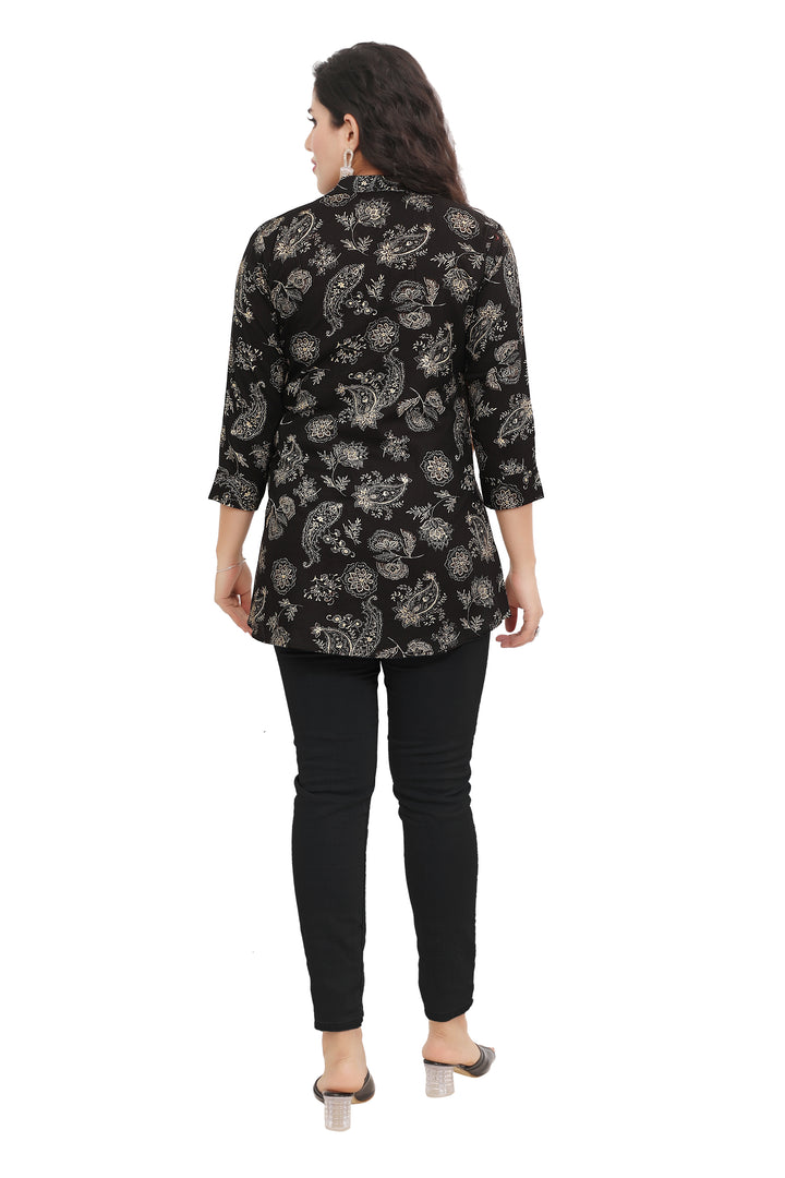 Black short cotton kurtis for women