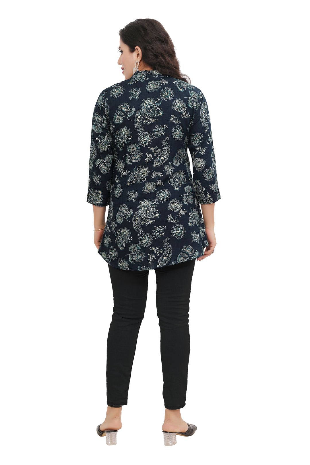 Teal Blue short cotton kurtis for women