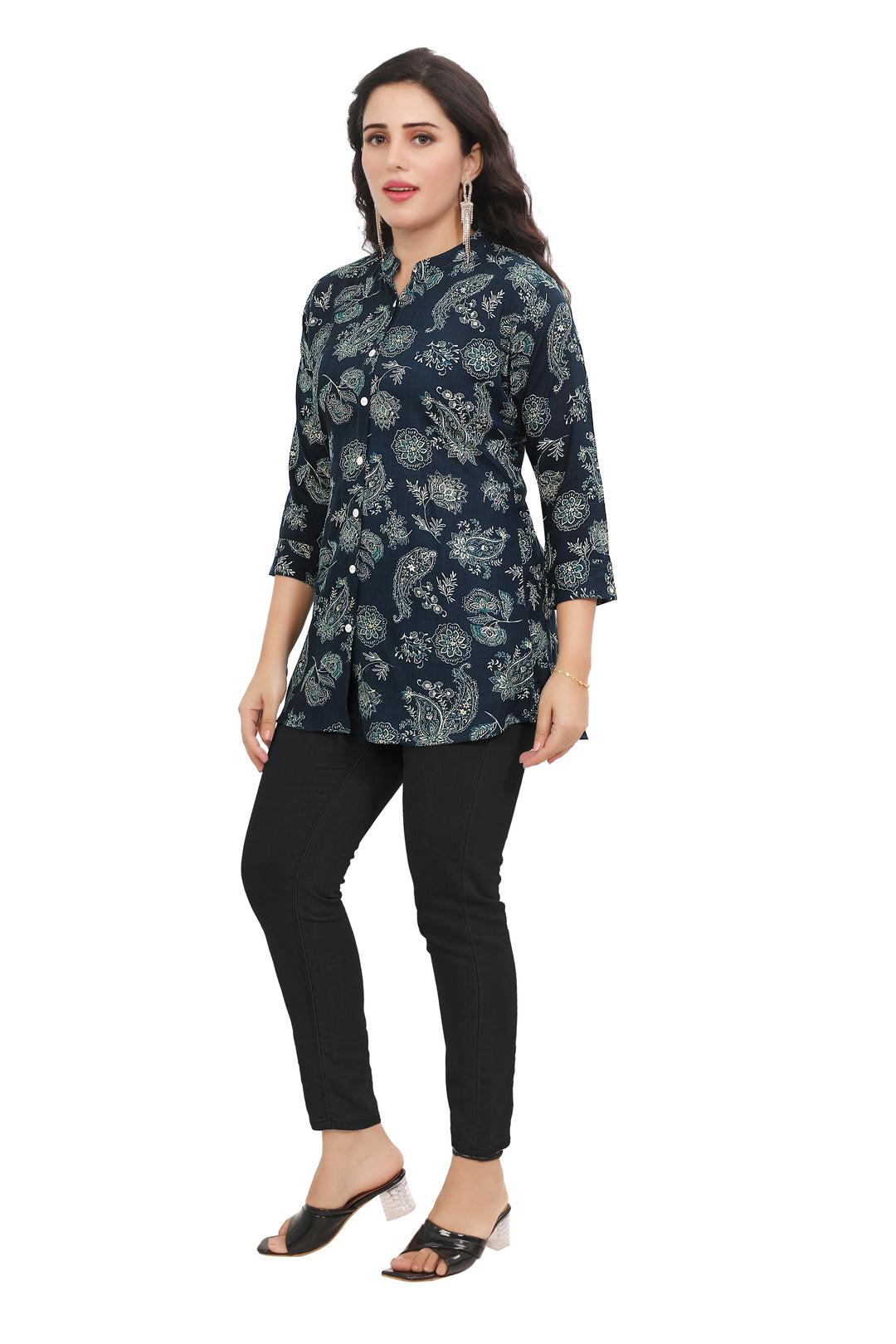 Teal Blue short cotton kurtis for women