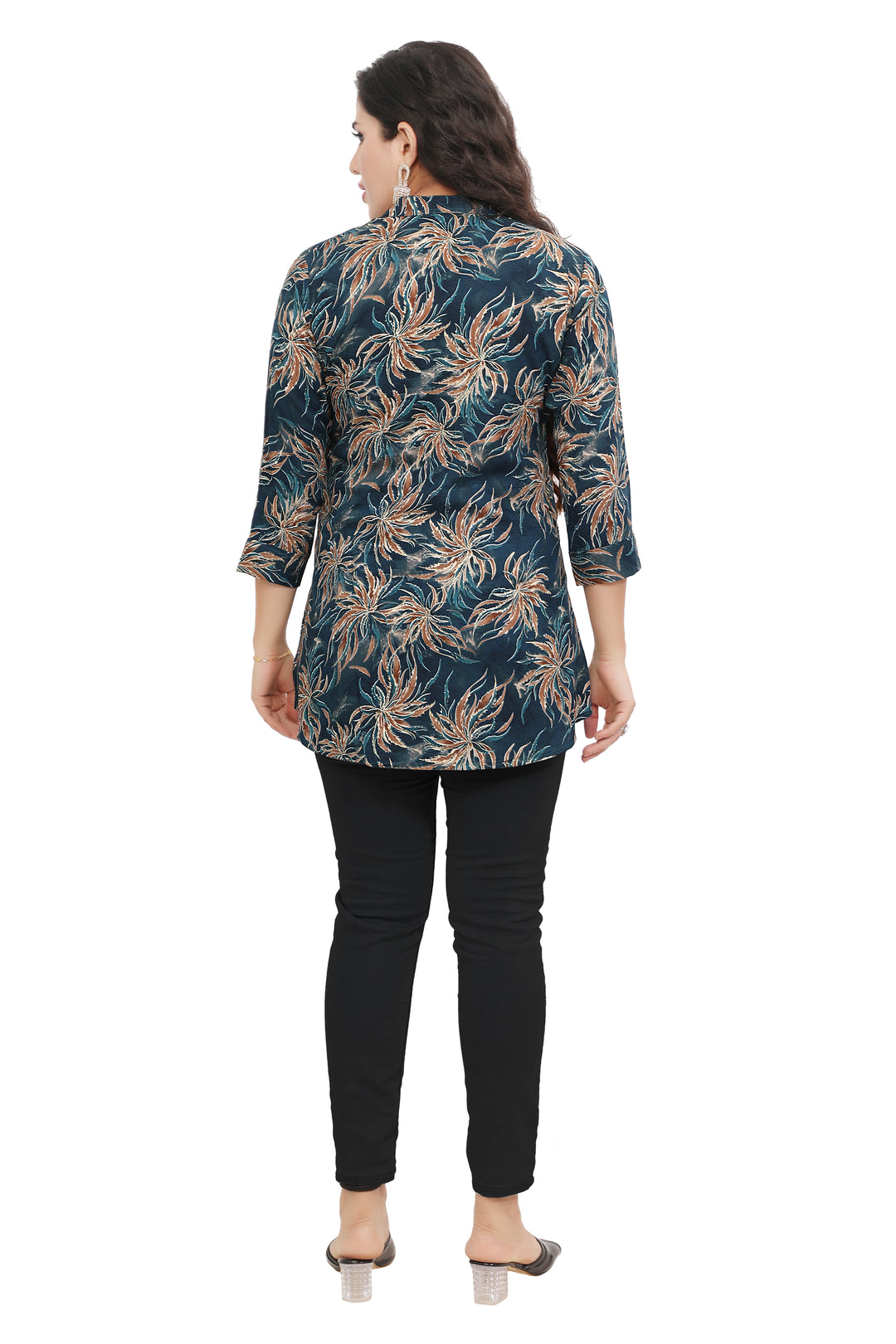 Teal Blue short cotton kurtis for women