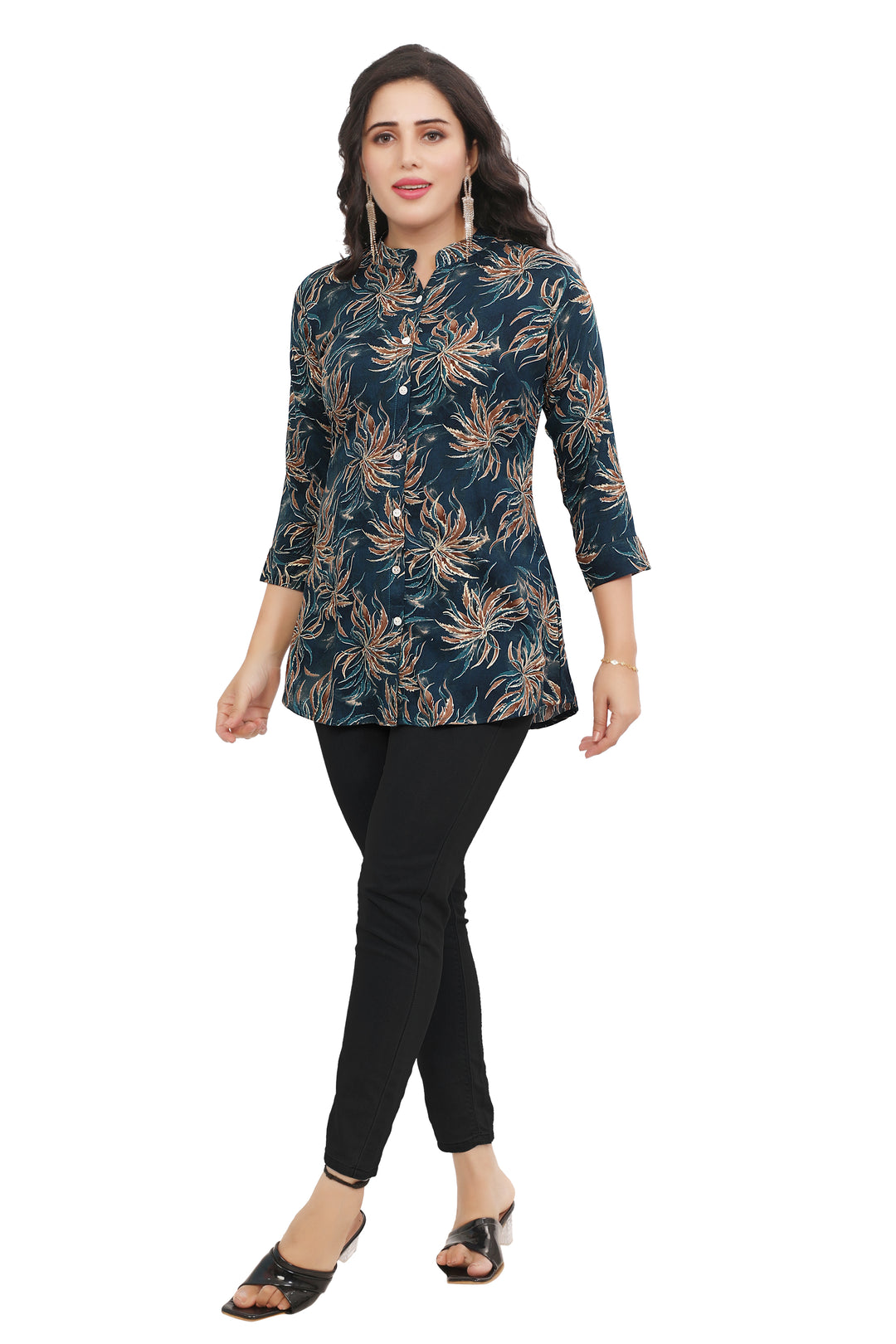 Teal Blue short cotton kurtis for women