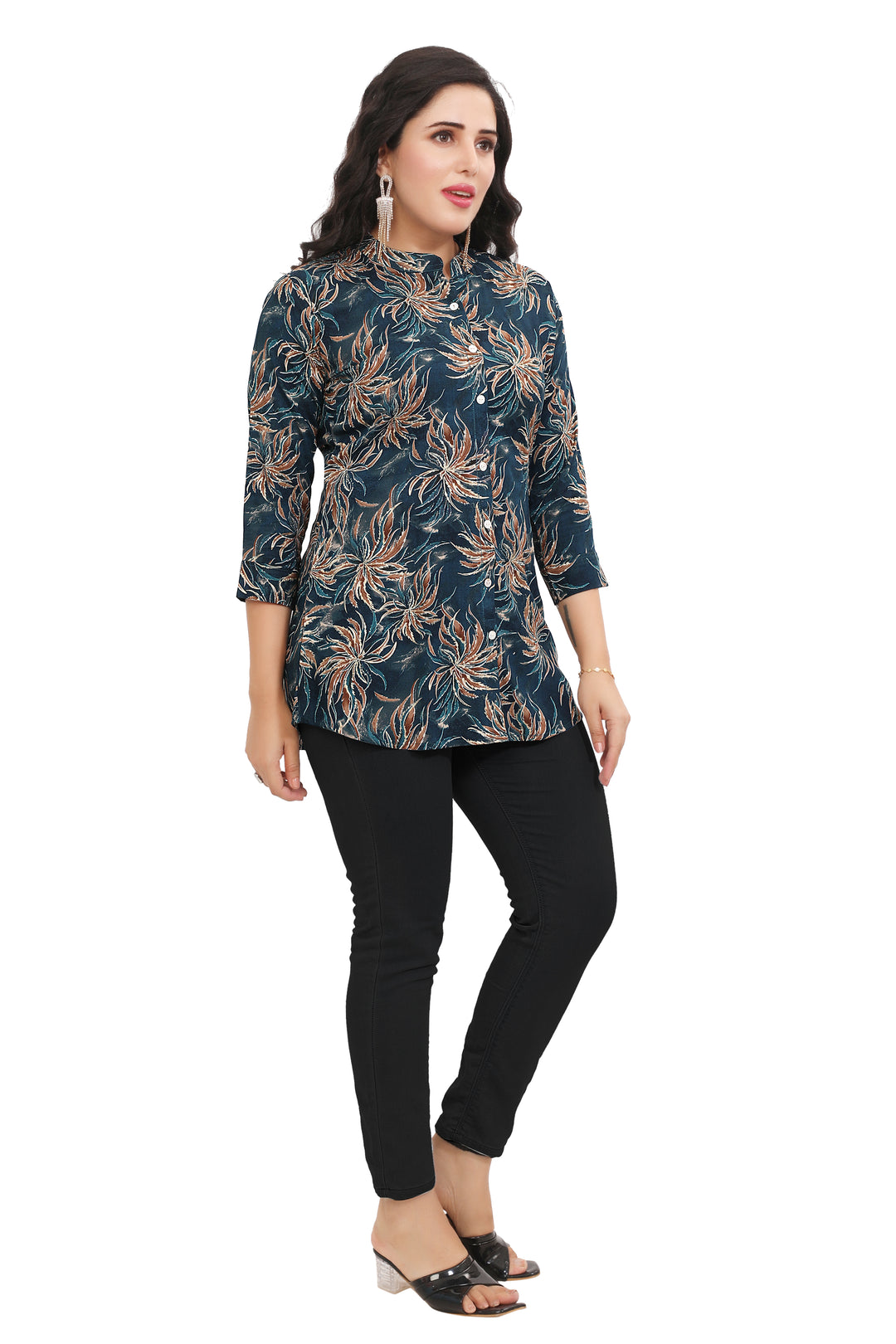 Teal Blue short cotton kurtis for women