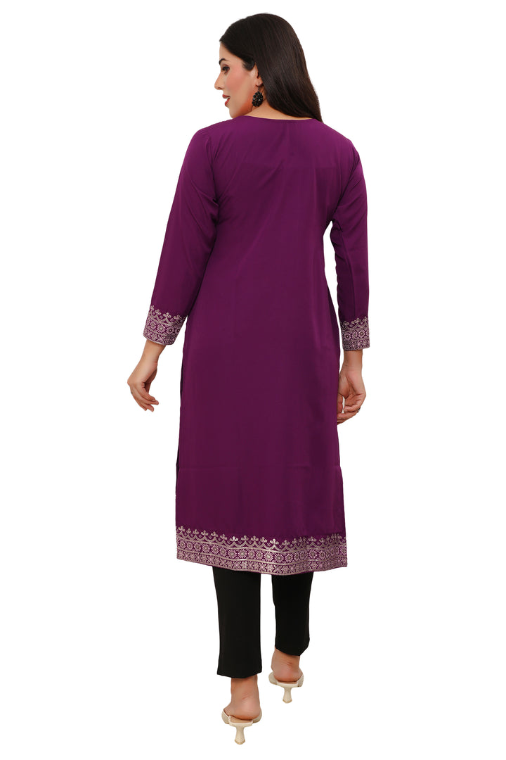 Purple long indian kurtis for women