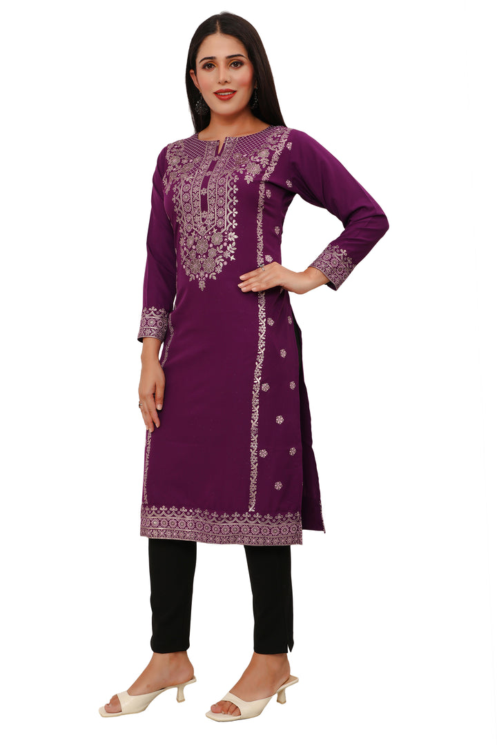 Purple long indian kurtis for women