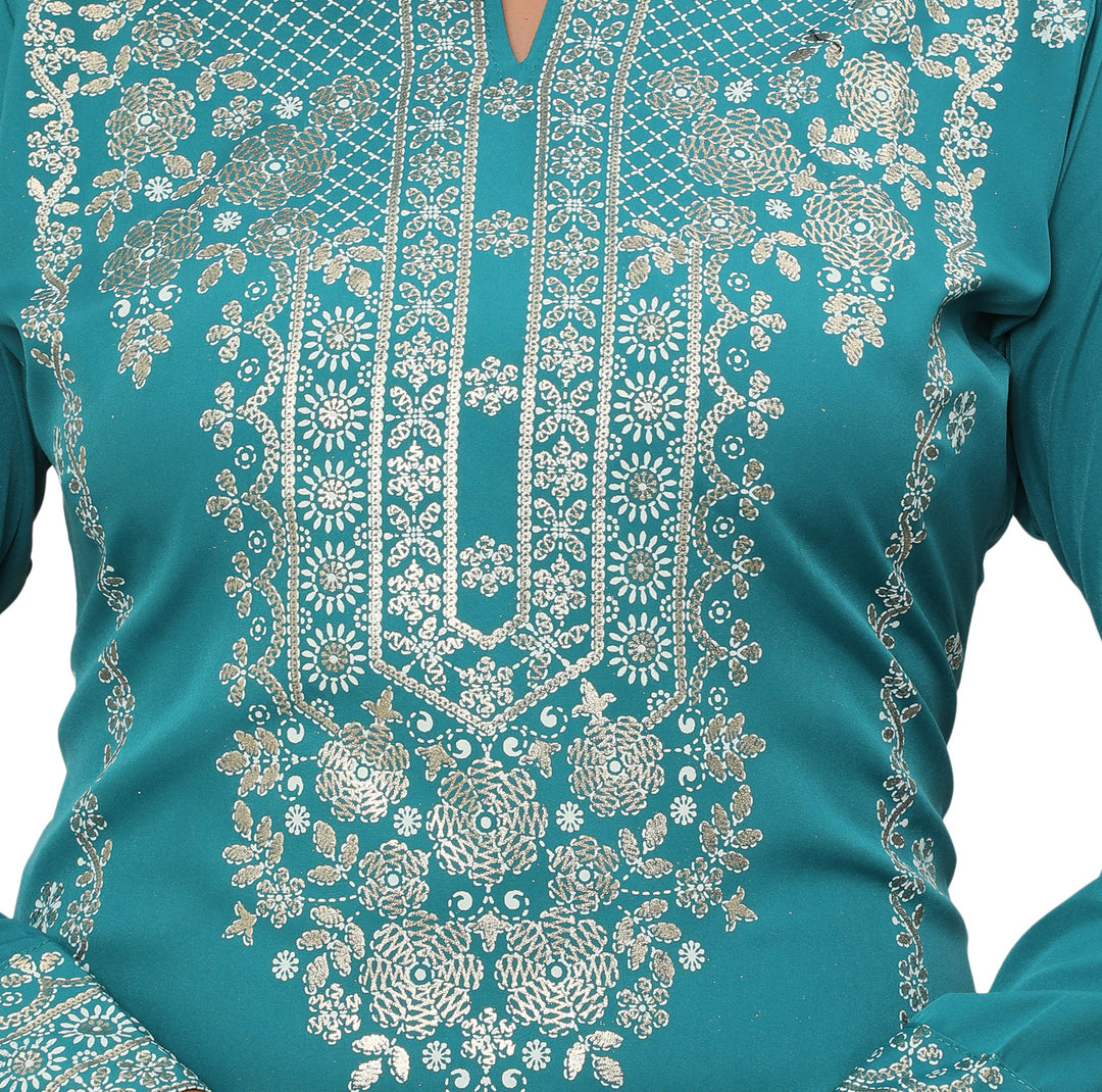 Turquoise long indian kurtis for women