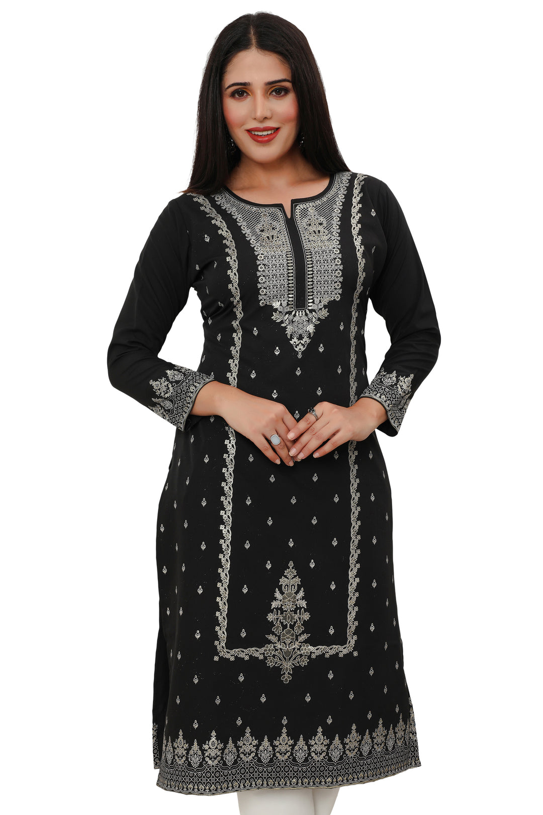 Black long indian kurtis for women