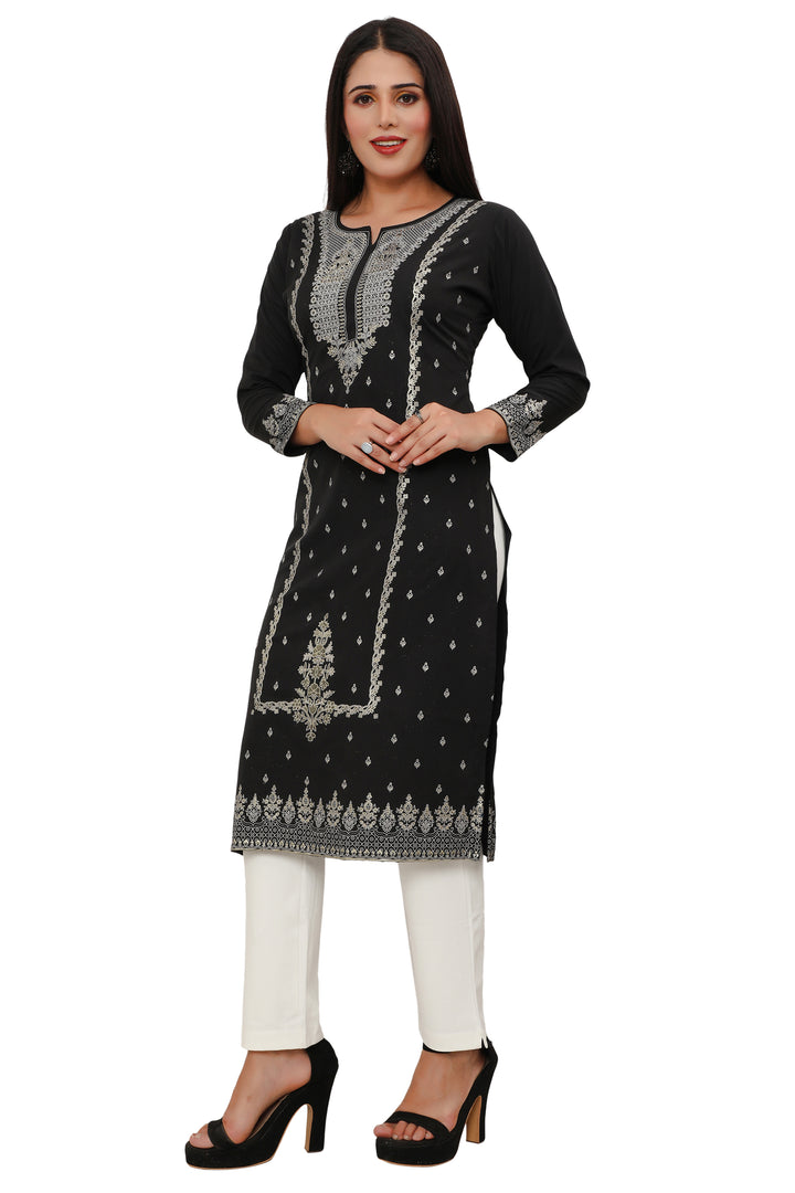 Black long indian kurtis for women