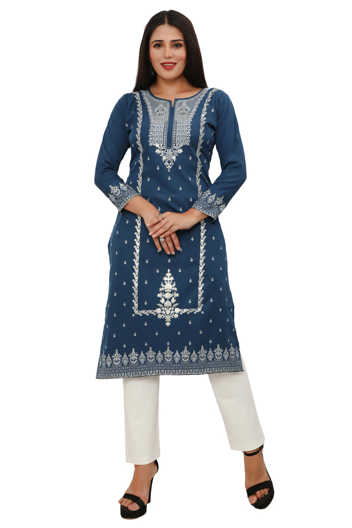 Blue long indian kurtis for women