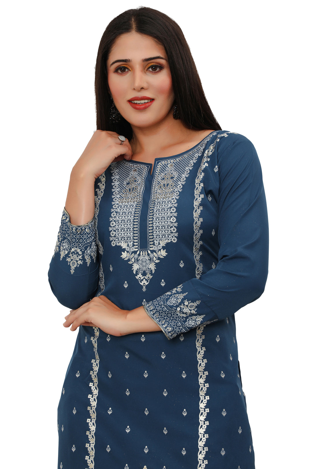 Blue long indian kurtis for women