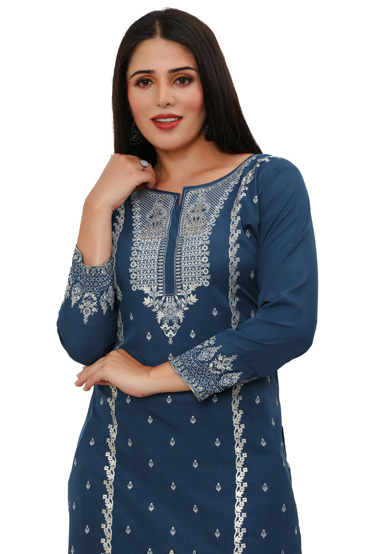 Blue long indian kurtis for women