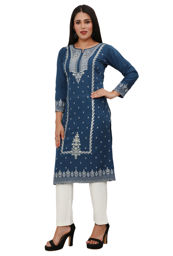 Blue long indian kurtis for women