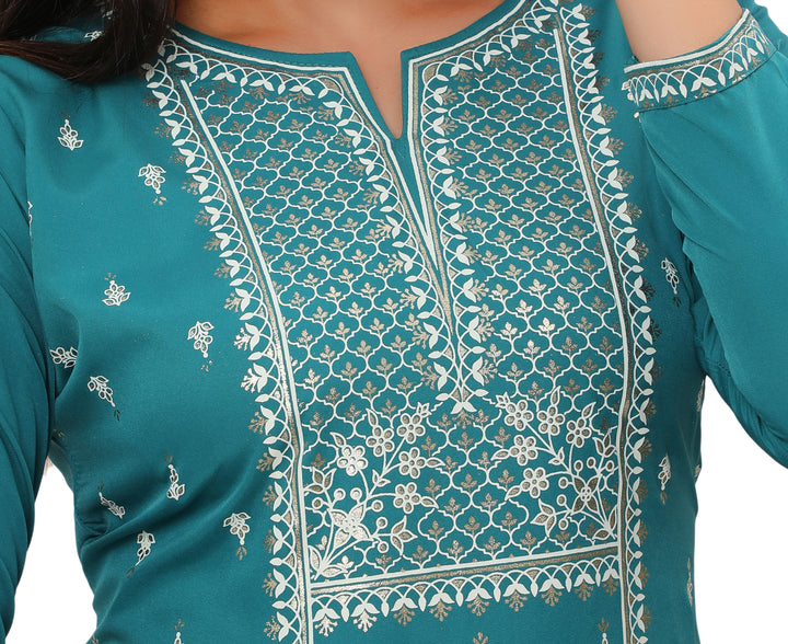 Turquoise long indian kurtis for women